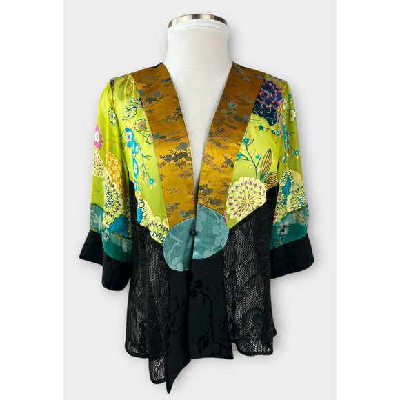 Spencer Alexis Silk Blend Kimono Top Asian Whimsical Fairy Artsy Women's Size XL - Picture 2 of 15